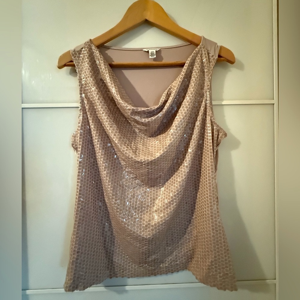 Preloved Beaded Sequined Shiny Calvin Klein Top Blouse Size L